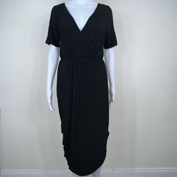 GB Ruched Side Black Surplus Dress - Picture 1 of 14
